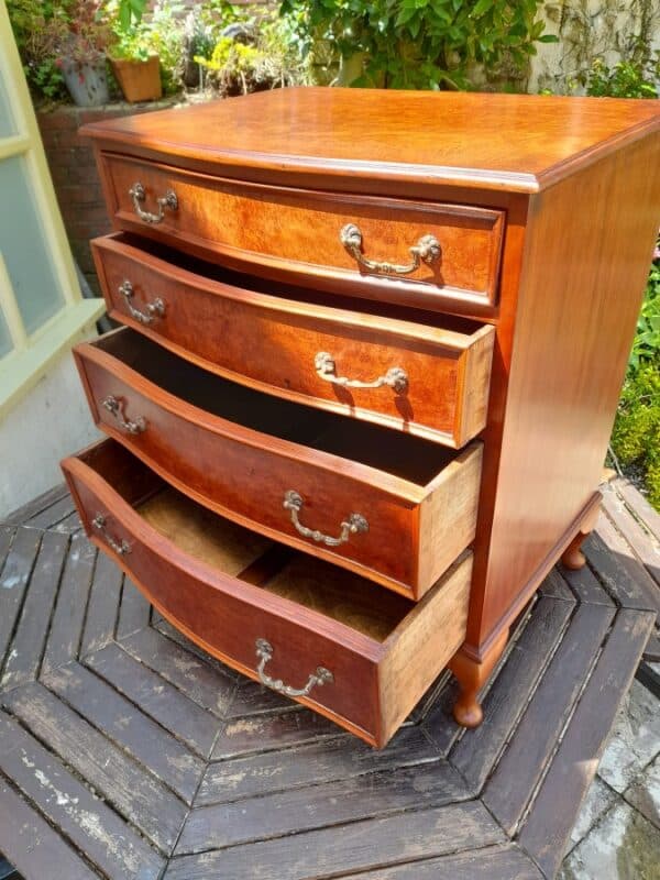 Bow Fronted Walnut Small Sized Chest of Drawers bow front chest of drawers Antique Furniture 5