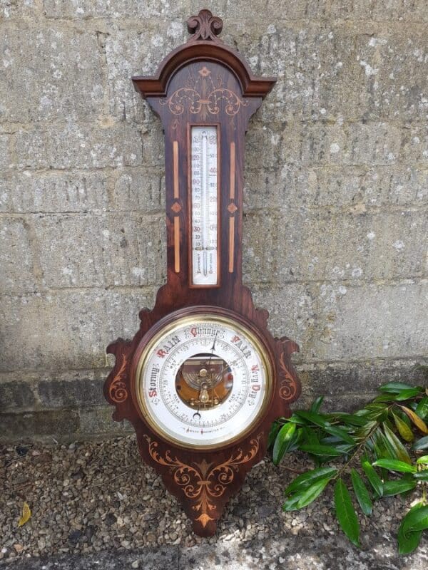 Rosewood aneroid banjo barometer circa 1890