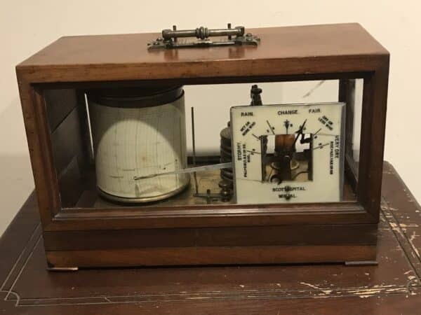Barograph with barometer rare item Scientific Antiques 3