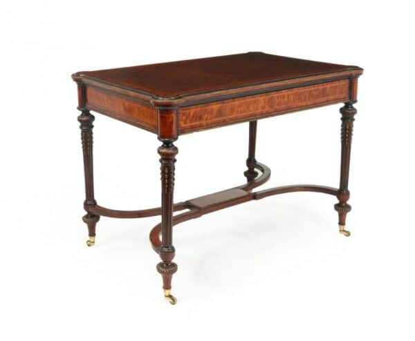Antique English Burr Walnut Inlaid Writing Table c1880 antique table Antique Furniture 3