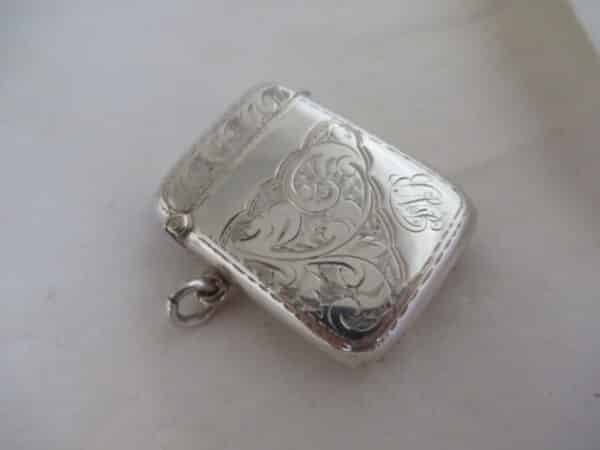 SUPERB Antique Solid Silver VESTA CASE Hallmarked:-Birmingham 1919 Vesta Case Antique Silver 4
