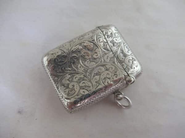 Victorian Antique Solid Silver VESTA CASE Hallmarked:- Birmingham 1894 Silver Vesta Case Antique Silver 3