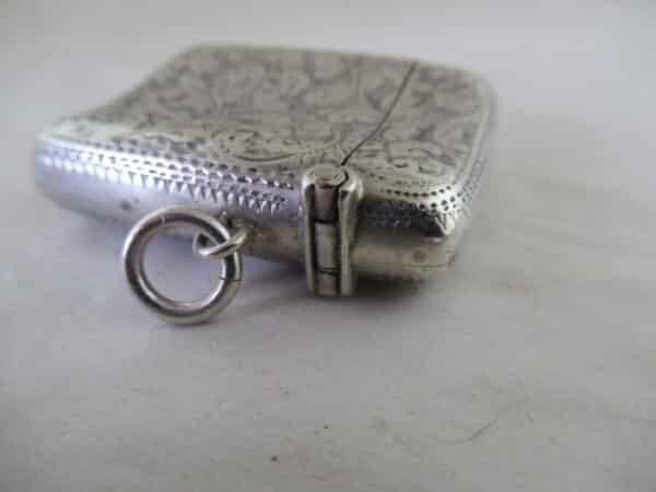 Victorian Antique Solid Silver VESTA CASE Hallmarked:- Birmingham 1894 Silver Vesta Case Antique Silver 9