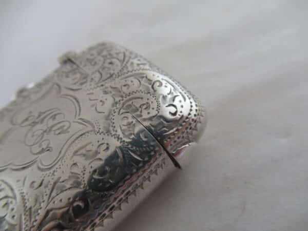 Victorian Antique Solid Silver VESTA CASE Hallmarked:- Birmingham 1894 Silver Vesta Case Antique Silver 11