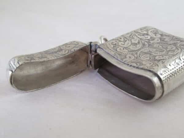 Victorian Antique Solid Silver VESTA CASE Hallmarked:- Birmingham 1894 Silver Vesta Case Antique Silver 10