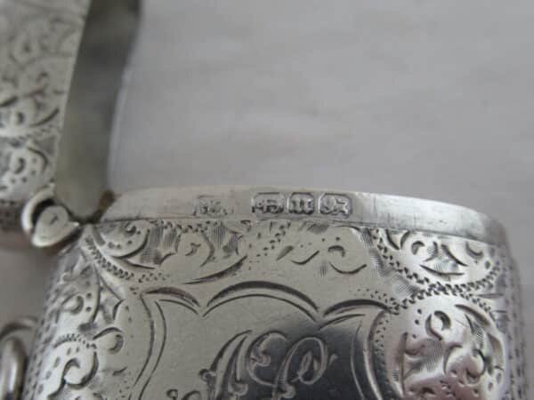 Victorian Antique Solid Silver VESTA CASE Hallmarked:- Birmingham 1894 Silver Vesta Case Antique Silver 6
