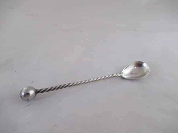 Solid Silver BALL END MUSTARD SPOON Hallmarked:-London 1919 silver, mustard spoon, hallmarked, london, Antique Silver 3