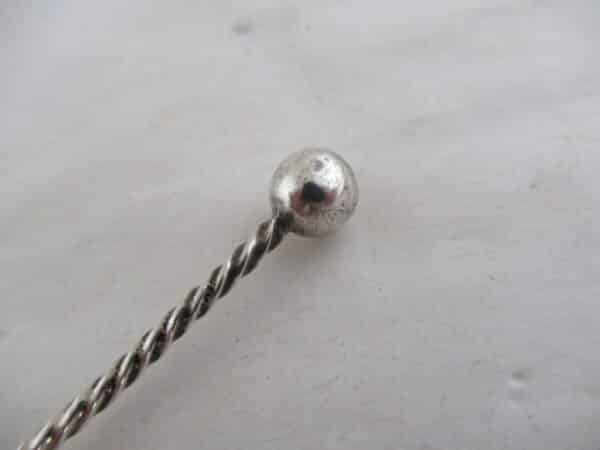 Solid Silver BALL END MUSTARD SPOON Hallmarked:-London 1919 silver, mustard spoon, hallmarked, london, Antique Silver 7