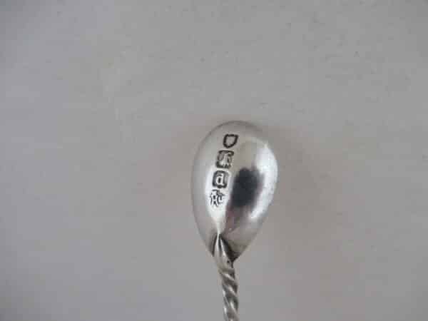 Solid Silver BALL END MUSTARD SPOON Hallmarked:-London 1919 silver, mustard spoon, hallmarked, london, Antique Silver 5