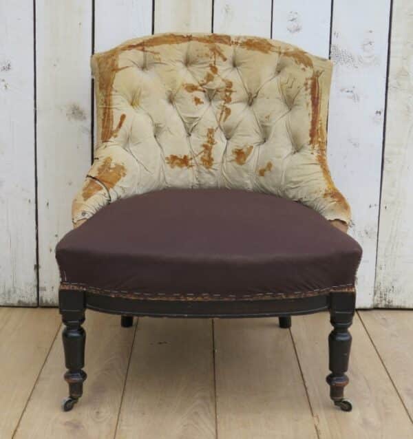 Antique French Button Back Chair For Re-upholstery - Image 2