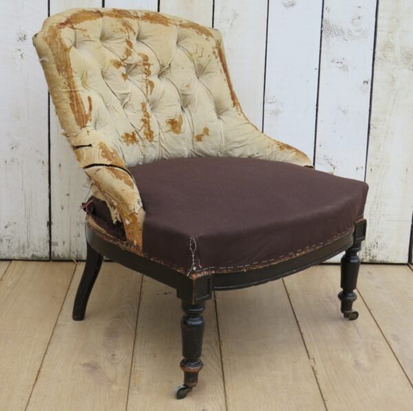 Antique French Button Back Chair For Re-upholstery armchair Antique Chairs 3