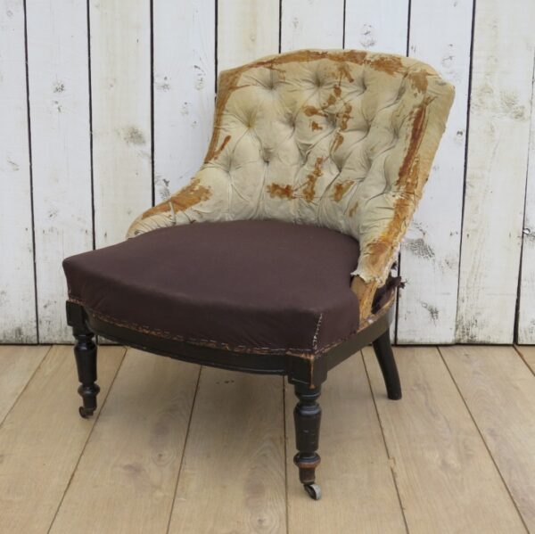 Antique French Button Back Chair For Re-upholstery - Image 8