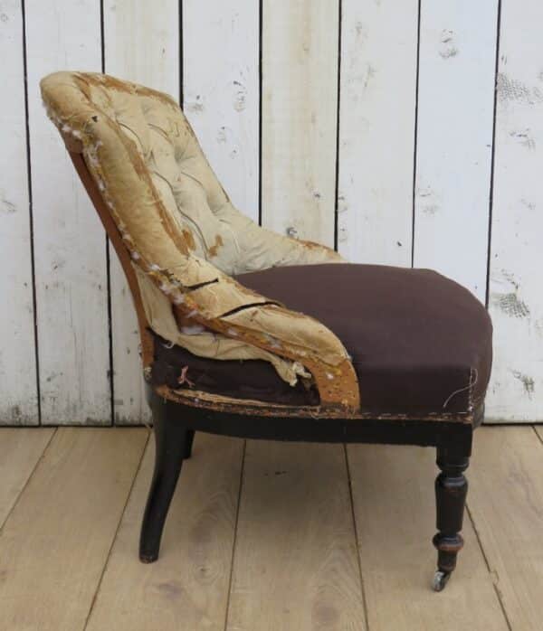 Antique French Button Back Chair For Re-upholstery - Image 5