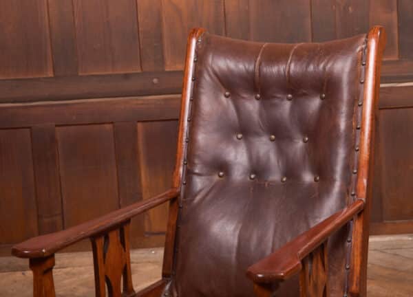 Arts & Crafts Oak Leather Chair SAI2362 Antique Chairs 4