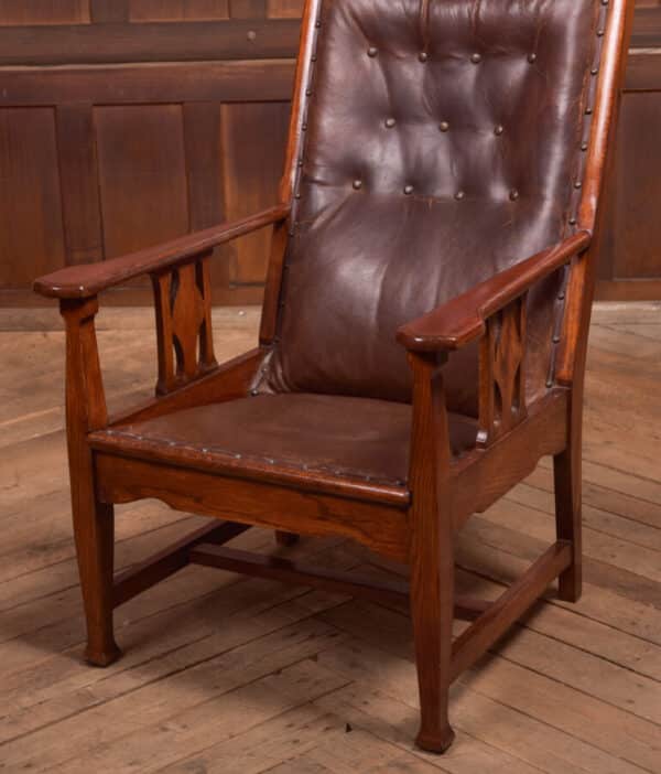 Arts & Crafts Oak Leather Chair SAI2362 Antique Chairs 5