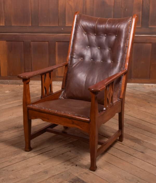 Arts & Crafts Oak Leather Chair SAI2362 Antique Chairs 3