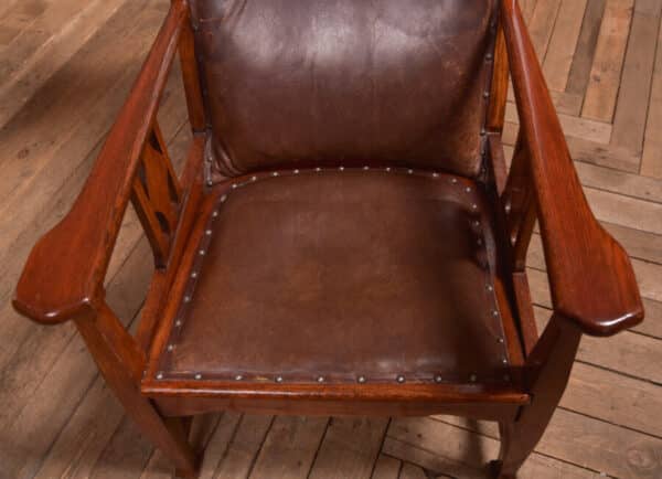 Arts & Crafts Oak Leather Chair SAI2362 Antique Chairs 8