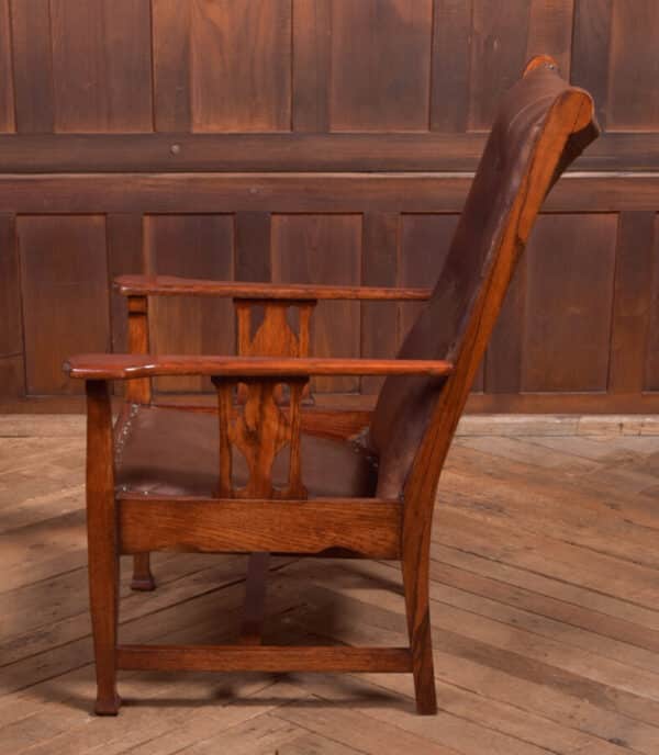 Arts & Crafts Oak Leather Chair SAI2362 Antique Chairs 10