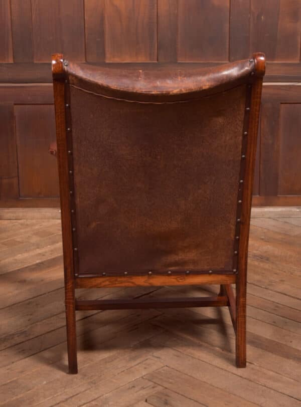 Arts & Crafts Oak Leather Chair SAI2362 Antique Chairs 11