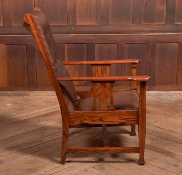 Arts & Crafts Oak Leather Chair SAI2362 Antique Chairs 12