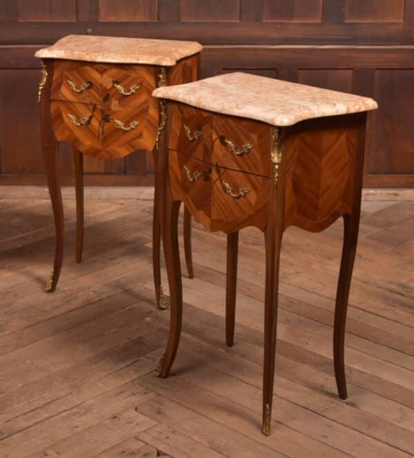 Pair Of Marble Top Bedside Cabinets SAI2351 - Image 2