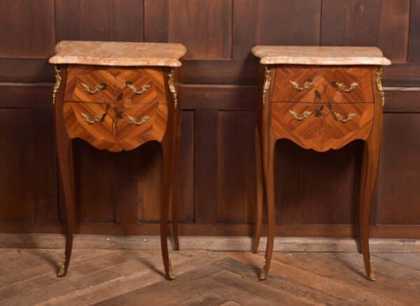 Pair Of Marble Top Bedside Cabinets SAI2351