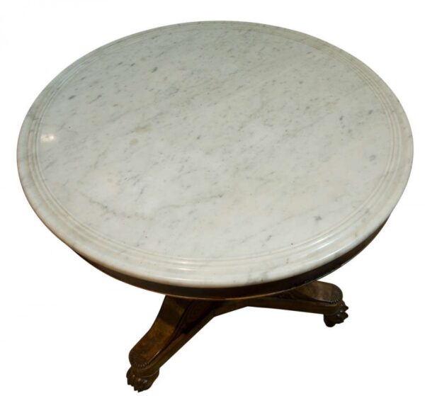 A good Charles X Gueridon with white marble top Antique Furniture 4