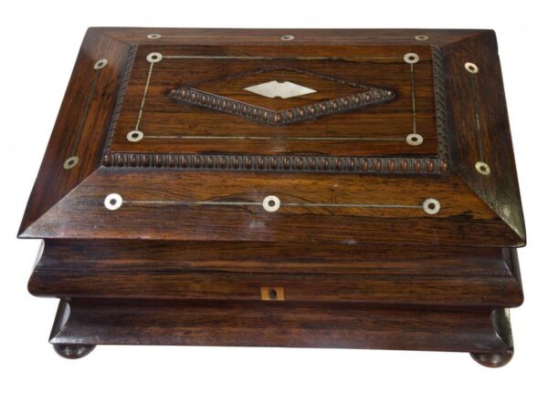 A Victorian rosewood jewellery /sewing box - Image 7