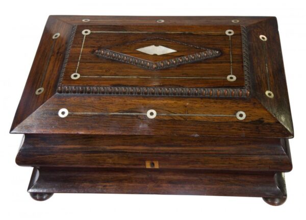 A Victorian rosewood jewellery /sewing box Antique Boxes 9