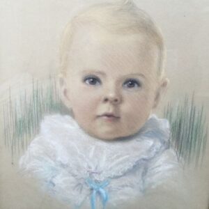 Fine Pastel & Gouache Portrait Painting Of Baby Boy Antique Art Antique Art