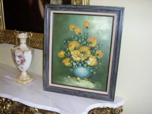 Still Life Flower Oil Painting On Canvas Antique Art 6