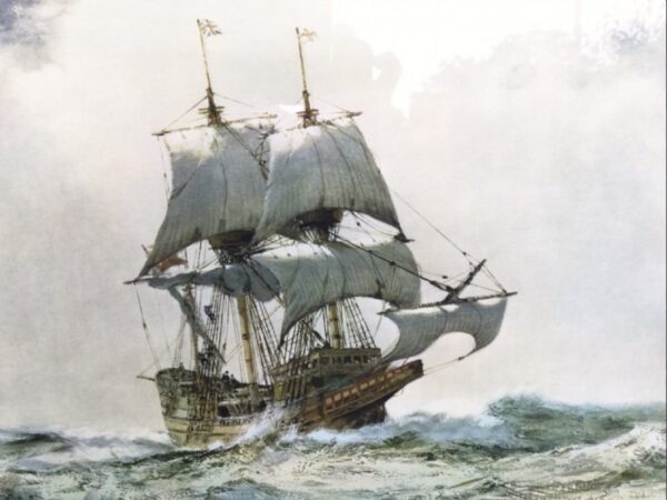 Montague Dawson Signed Lithograph Of The Mayflower 1/300 Proof Blind Stamped After Original Watercolour Marine Painting - Image 2