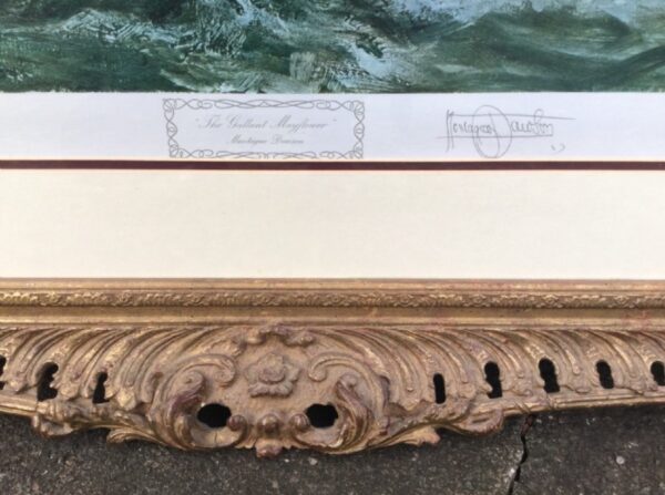 Montague Dawson Signed Lithograph Of The Mayflower 1/300 Proof Blind Stamped After Original Watercolour Marine Painting - Image 5
