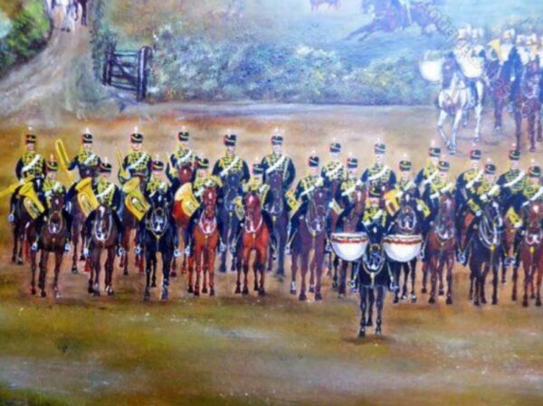 Military Oil Painting Officer On Horseback Kings 8th Royal Irish Hussars Regiment & Company Dated 1897 - Image 3