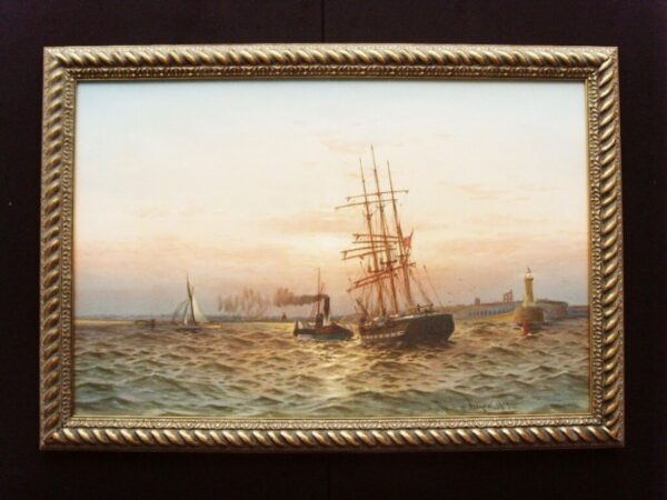 Watercolour Painting Schooner Under Tow Tynemouth Harbour C1909 William Thomas Nichols Boyce - Image 6