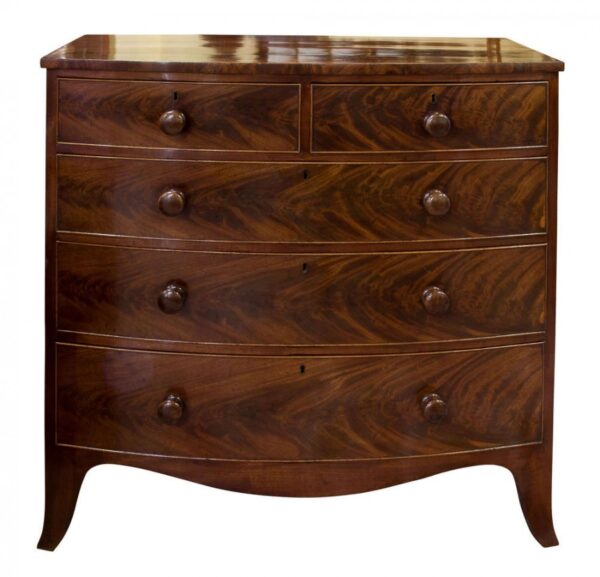Early 19th Century Flame mahogany bow chest - Image 6
