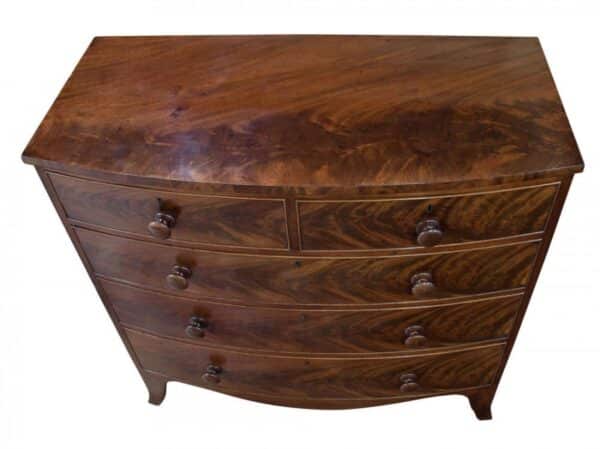 Early 19th Century Flame mahogany bow chest Antique Chests 7