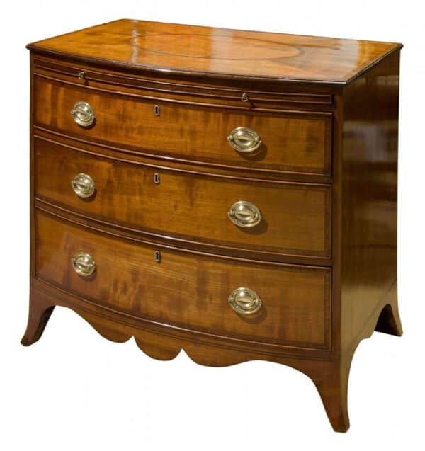 George III three drawer bow fronted chest