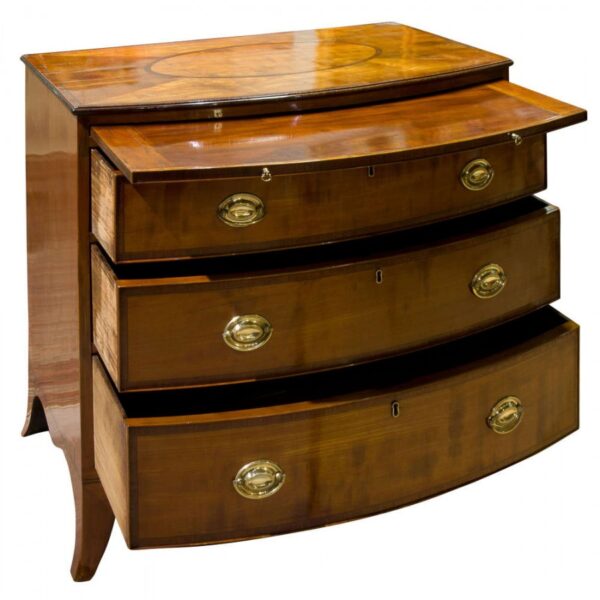 George III three drawer bow fronted chest - Image 4