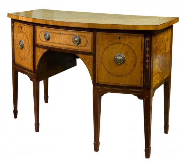 Georgian satinwood and mahogany bow-fronted sideboard Antique Furniture 3