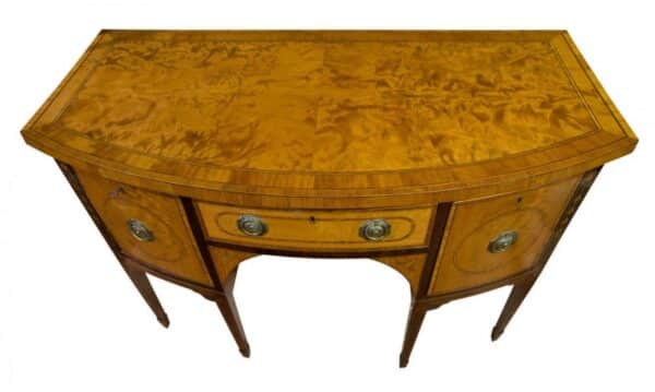 Georgian satinwood and mahogany bow-fronted sideboard - Image 6