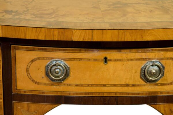 Georgian satinwood and mahogany bow-fronted sideboard - Image 3