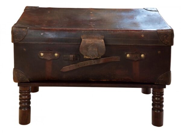 Leather suitcase on later stand - Image 3