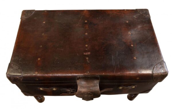 Leather suitcase on later stand - Image 4