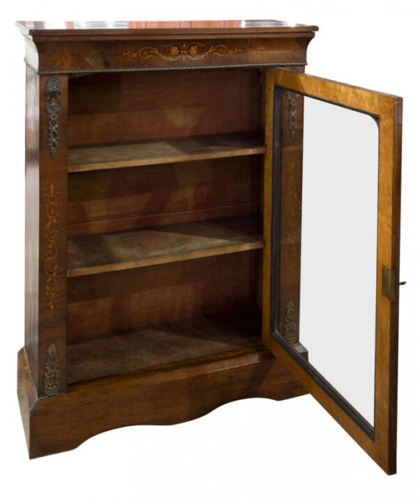 Mid Victorian walnut and marquetry inlaid side cabinet - Image 2