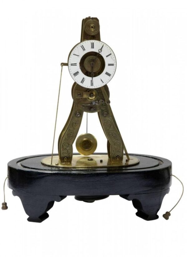 Minature Fusee Skeleton Alarm Clock Antique Clocks 7