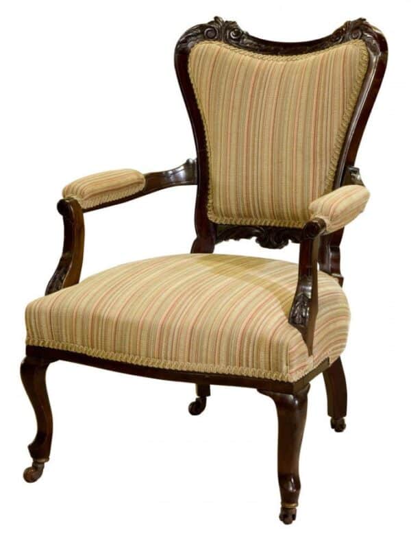 Pair 19thCentury mahogany open armchairs c1890 - Image 2