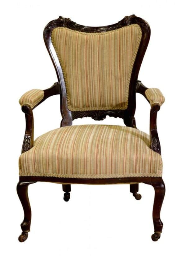 Pair 19thCentury mahogany open armchairs c1890 Antique Chairs 10