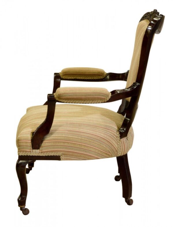 Pair 19thCentury mahogany open armchairs c1890 - Image 7