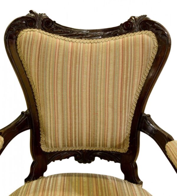 Pair 19thCentury mahogany open armchairs c1890 - Image 5